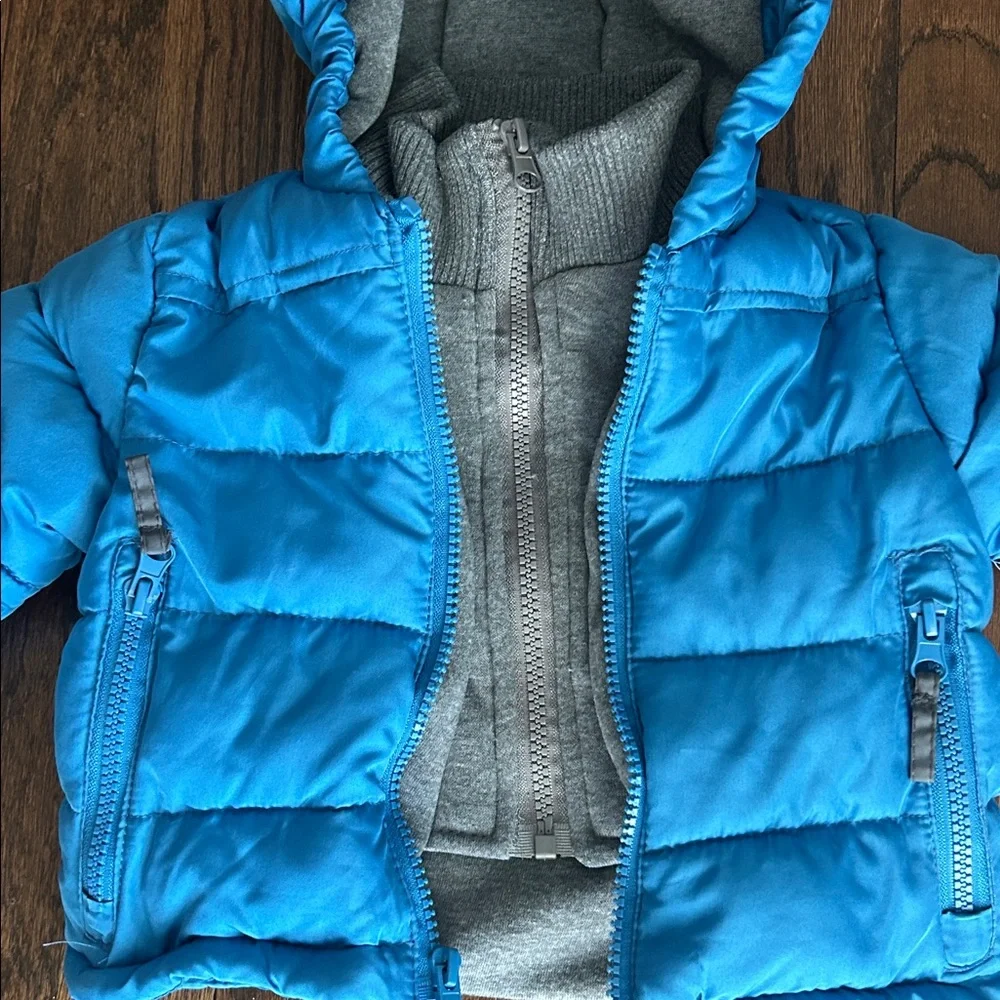 Rothschild‎ Boys Infant Winter Insulated Puffer Blue Hooded Coat/Jacket Sz 6-9m